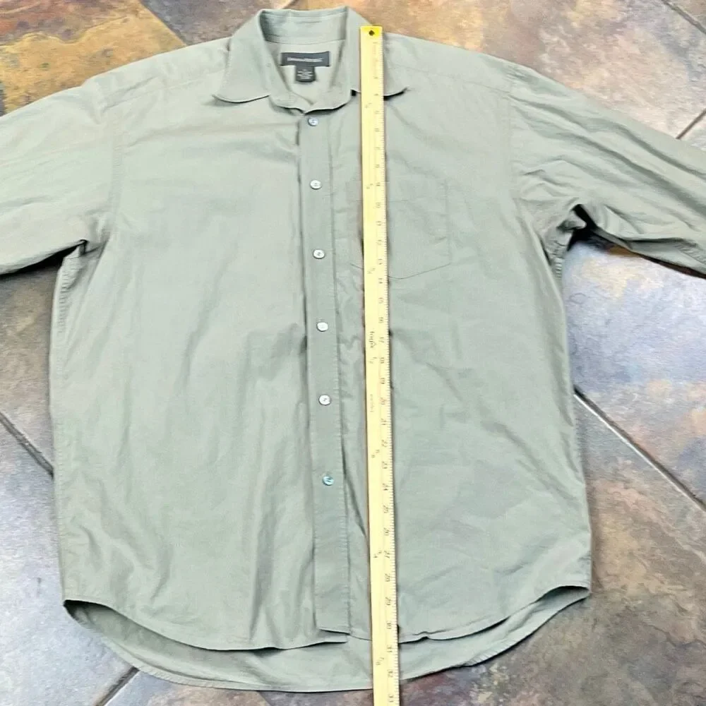 Banana Republic Long Sleeve 100% Cotton Green Button Down Dress Shirt Large